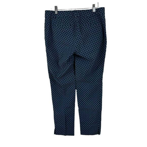 Banana Republic Pants Women Size 4 Camden Fit Blue Diamond Jacquard Ankle Career - Picture 2 of 10